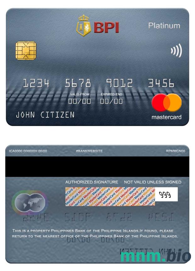 Philippines Bank of the Philippine Islands mastercard platyna